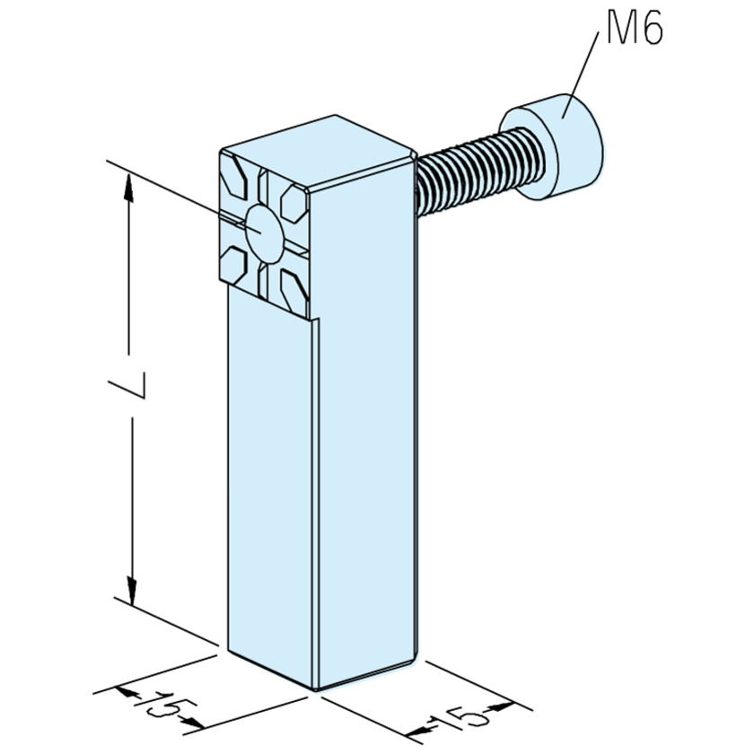 Support à renvoi d’angle 15 x 15 x 100mm