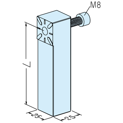 Support à renvoi d’angle 25 x 25 x 90mm