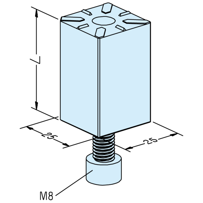 Support droit 25 x 25 x 40mm