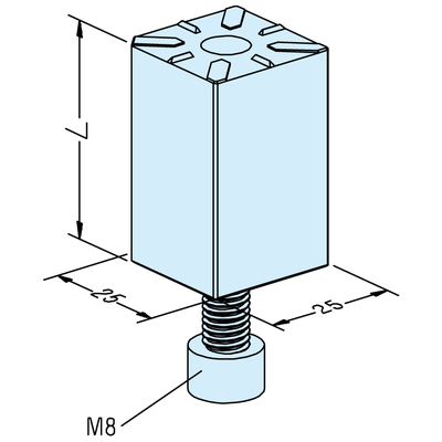 Holder straight 25 x 25 x 65mm