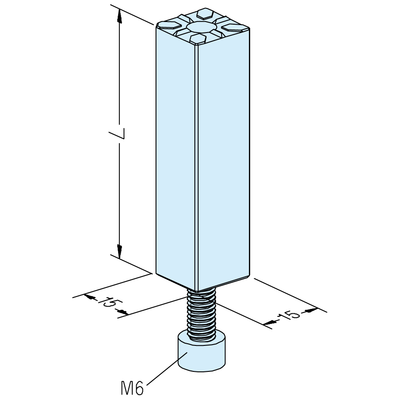 Holder straight 15 x 15 x 37mm