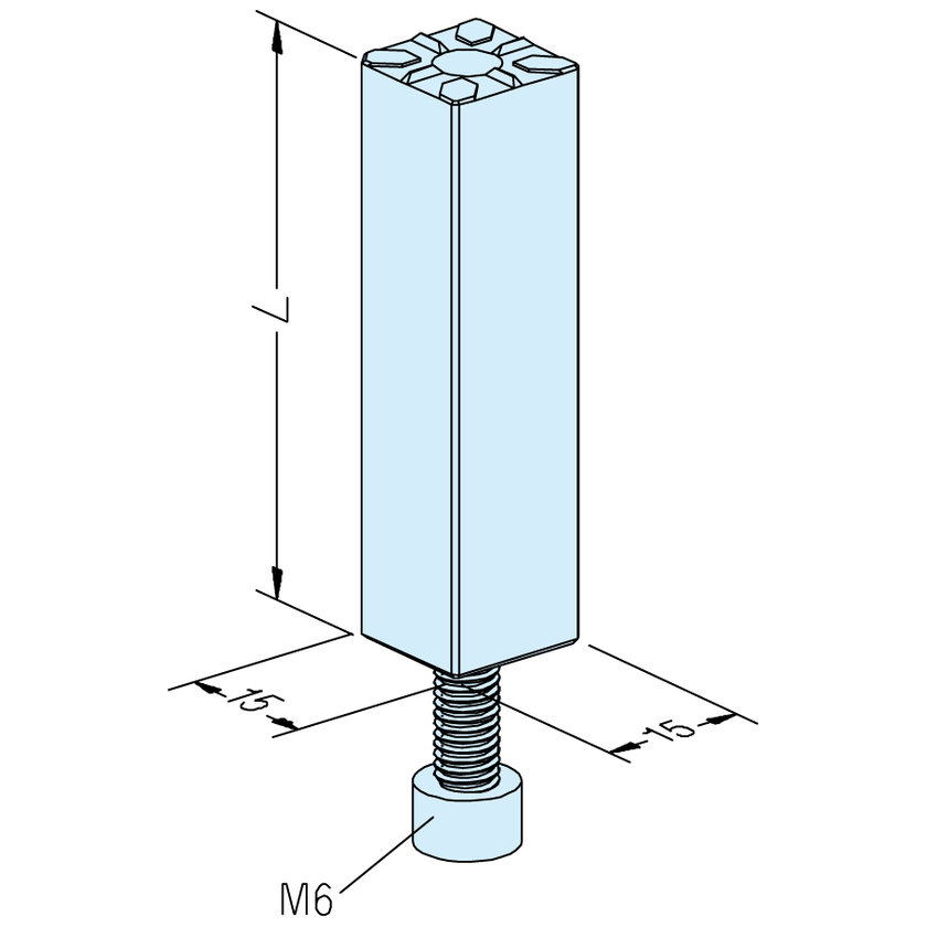 Support droit 15 x 15 x 37mm