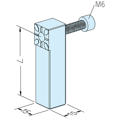 Support à renvoi d’angle 15 x 15 x 50mm