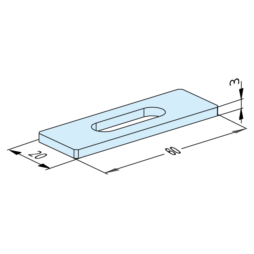 Jeu de plaque d’écartement 60x20x3mm