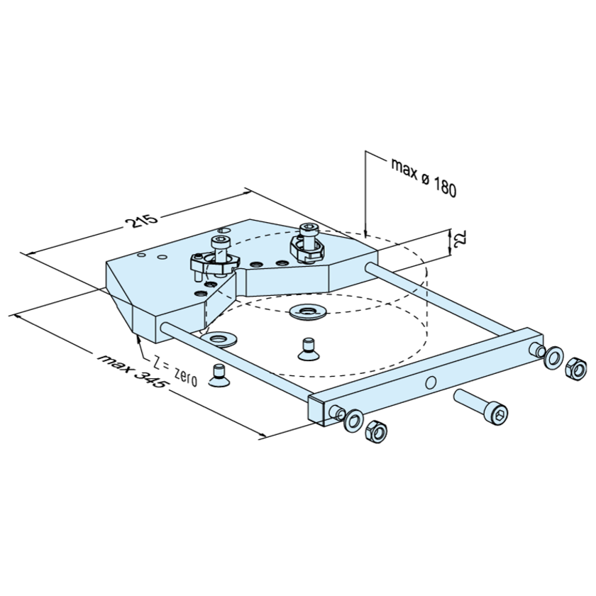 Support prismatique ø 10 - 180