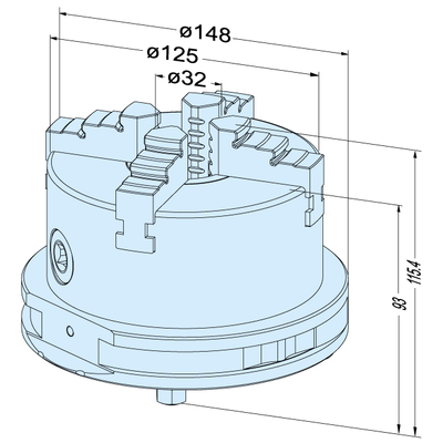 Manual 4-jaw concentric chuck ø 125 mm