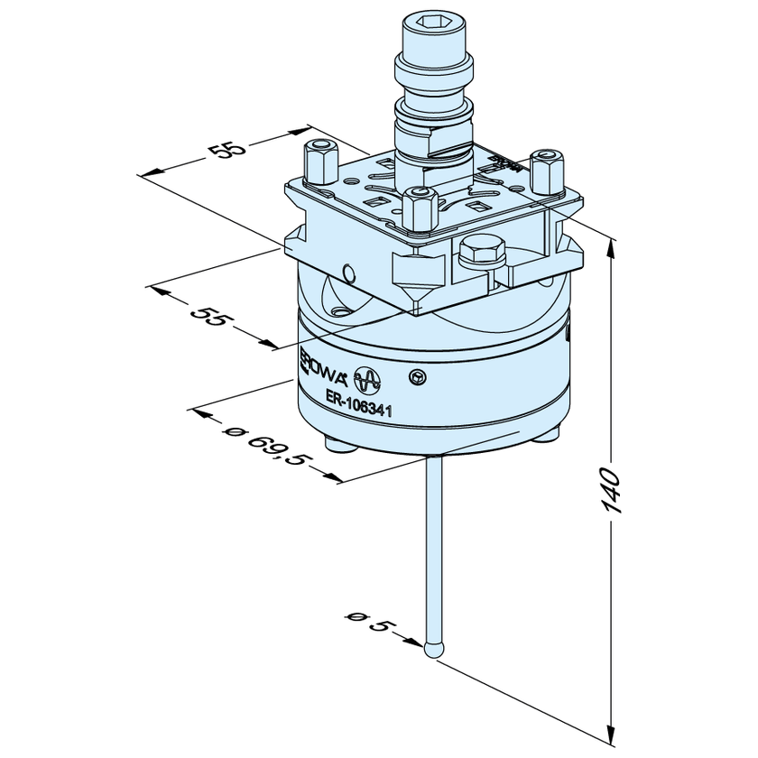 Palpeur à bille ø 5 mm sur extension