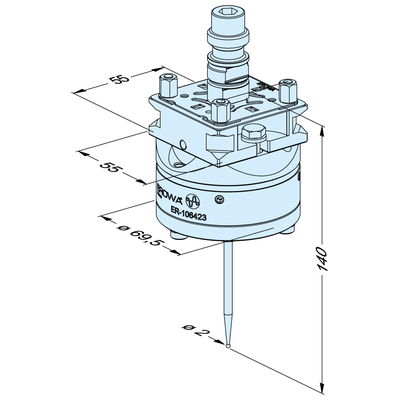 Probe with ball ø 2 mm on extension